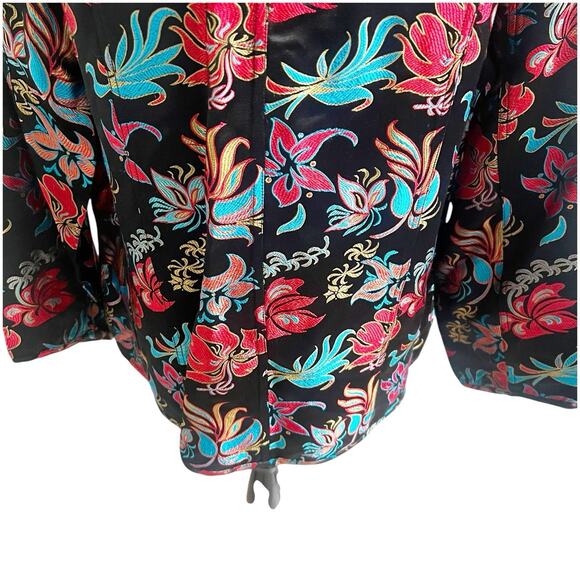 Chico’s Asian Inspired Brocade Jacket Mandarin Collar Silk Blend Size 3/Large - Picture 5 of 9